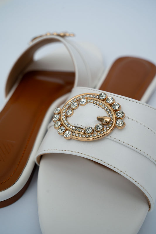 Buckle Detail Flat Slides