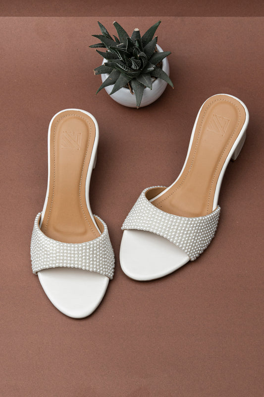 Pearl Embellished Block Heels