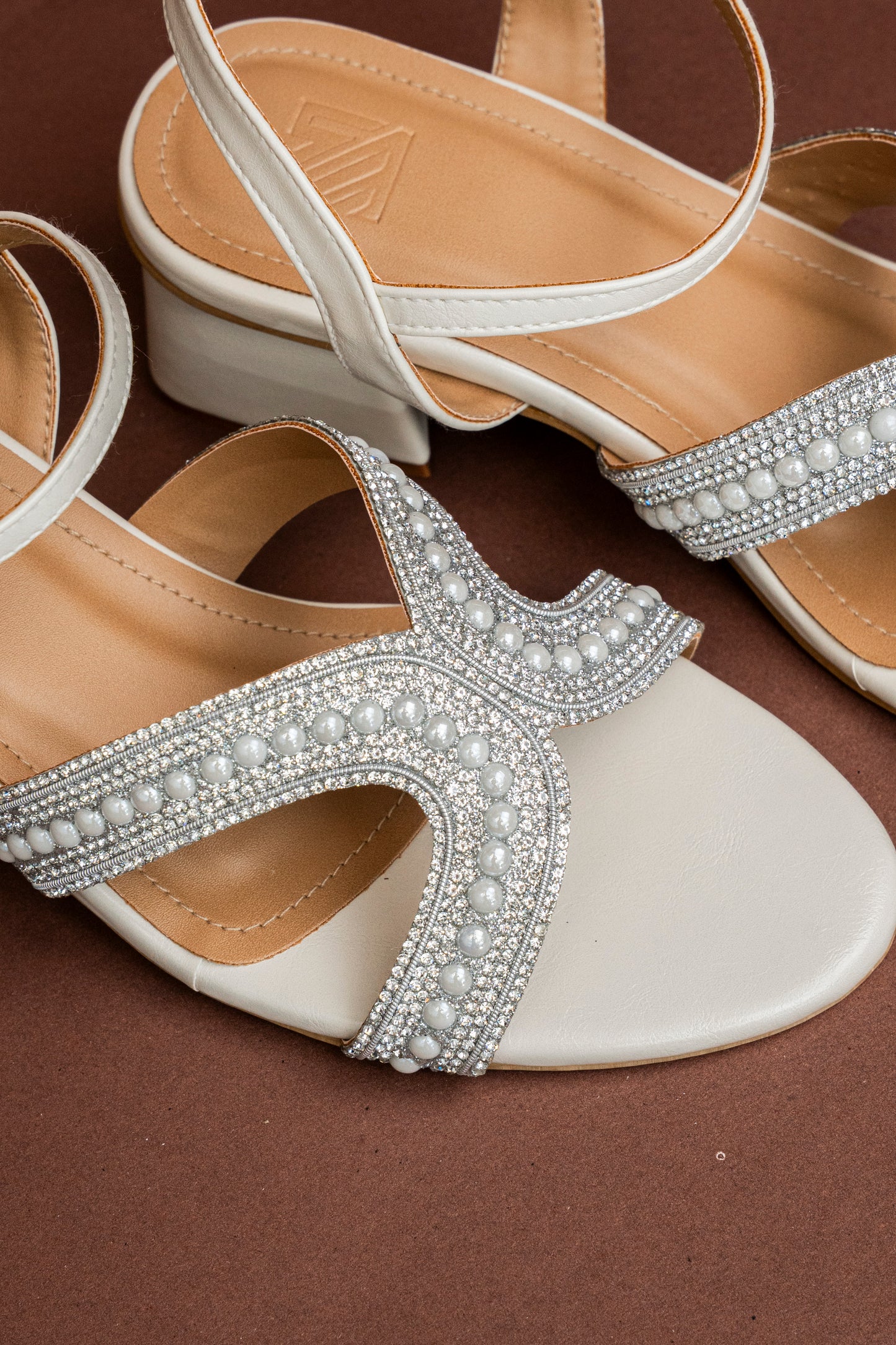 Embellished Cross Strap Heels