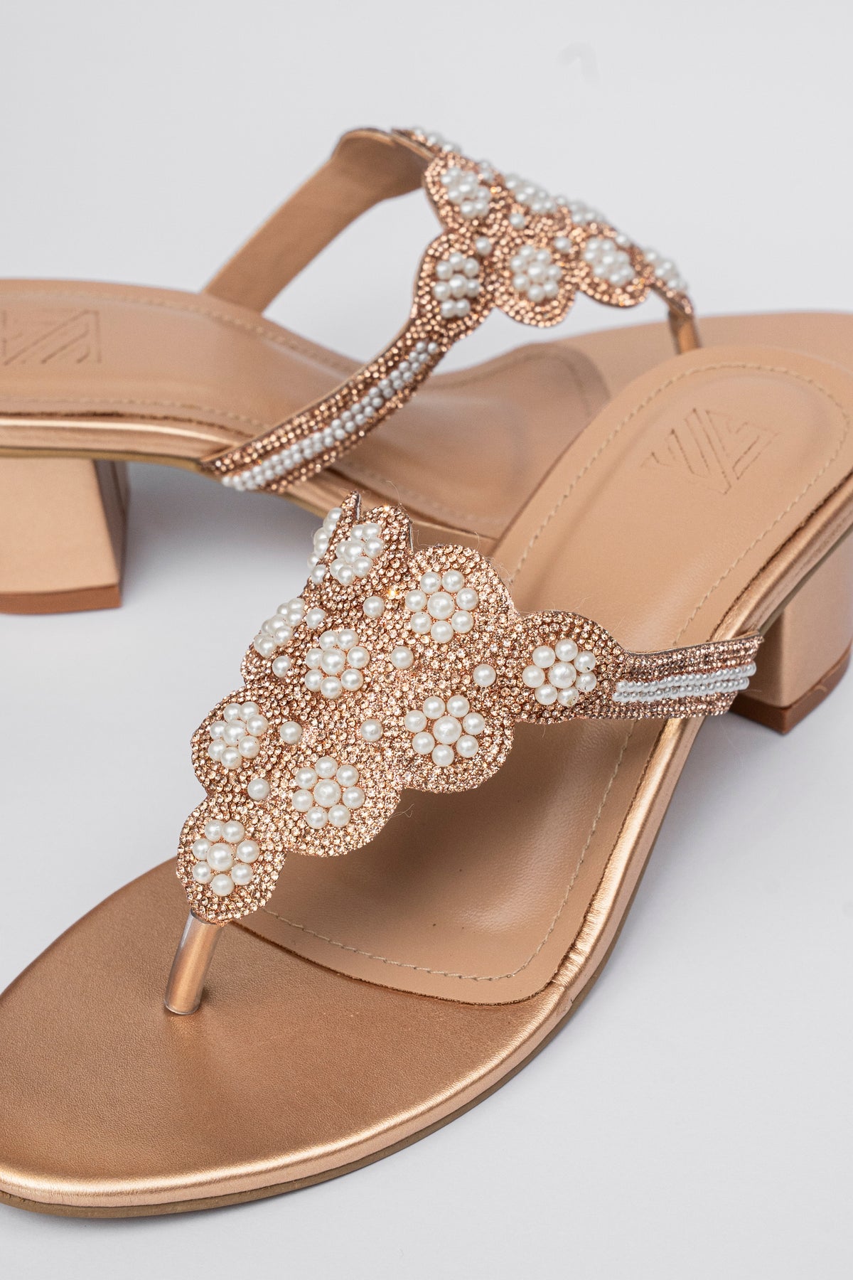 Pearl Floral Toe-Ring Heels