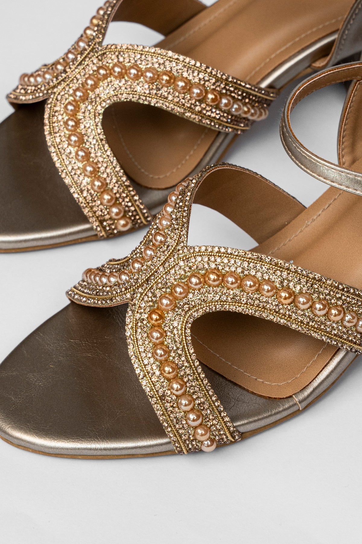 Embellished Cross Strap Heels