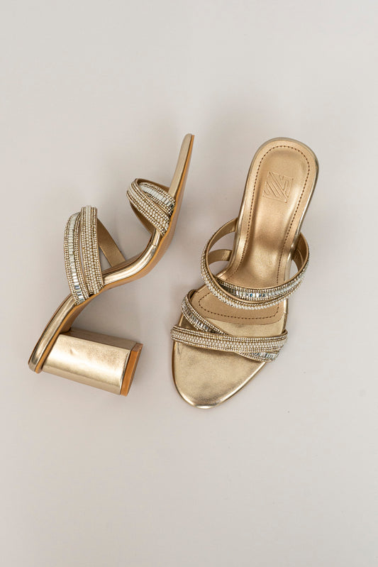 Embellished Crossover Strap Heels