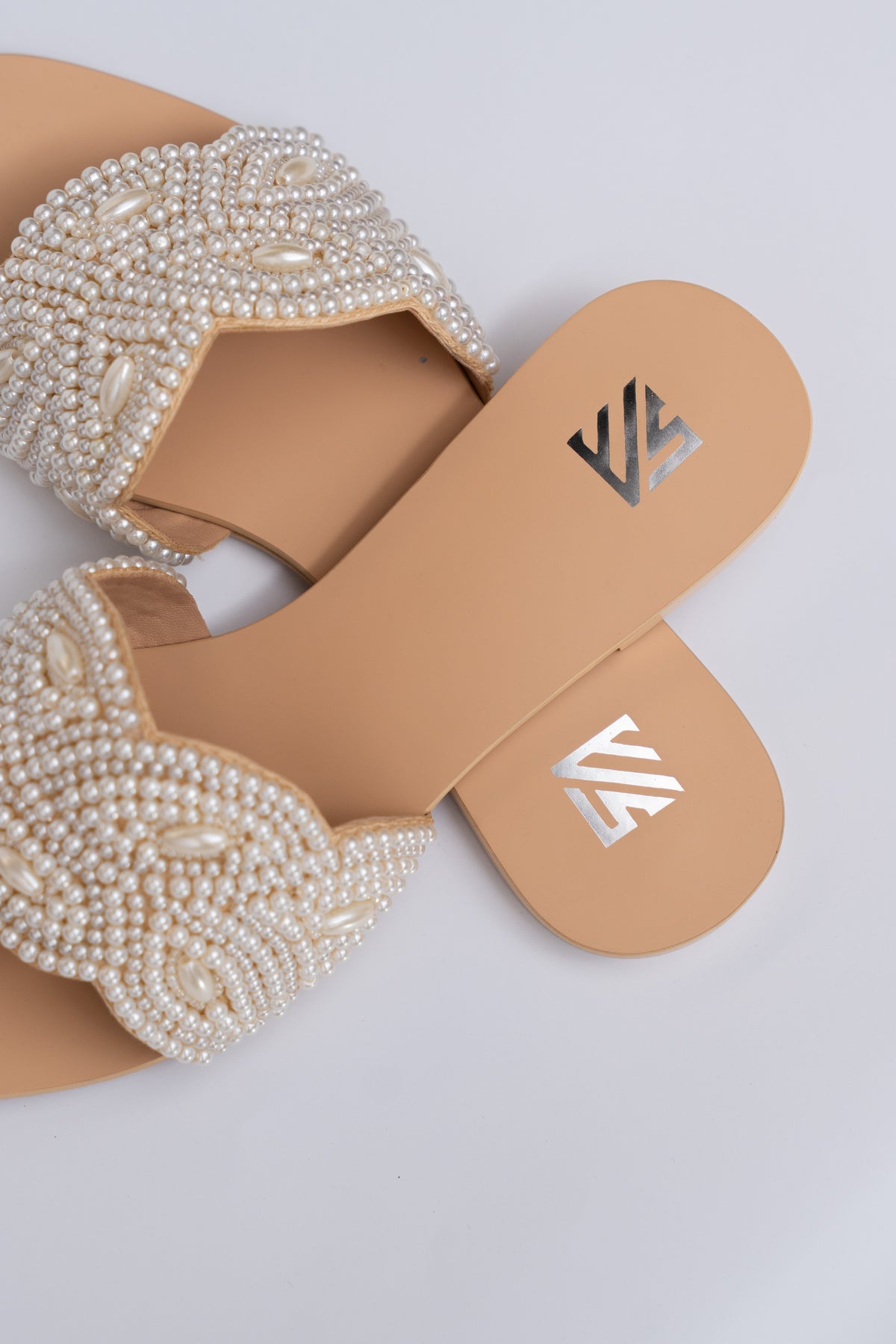 Pearl Cross Strap Flats