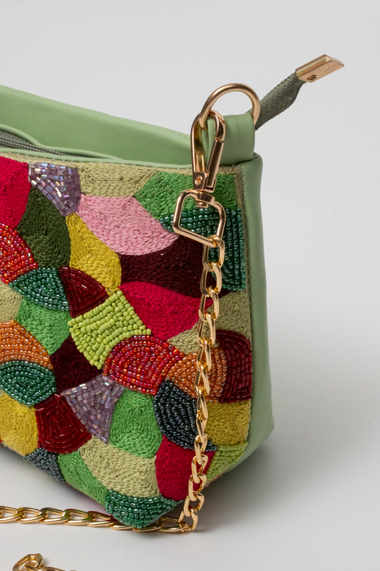 Multicolor Hand-Embroidered Beaded Sling Bag