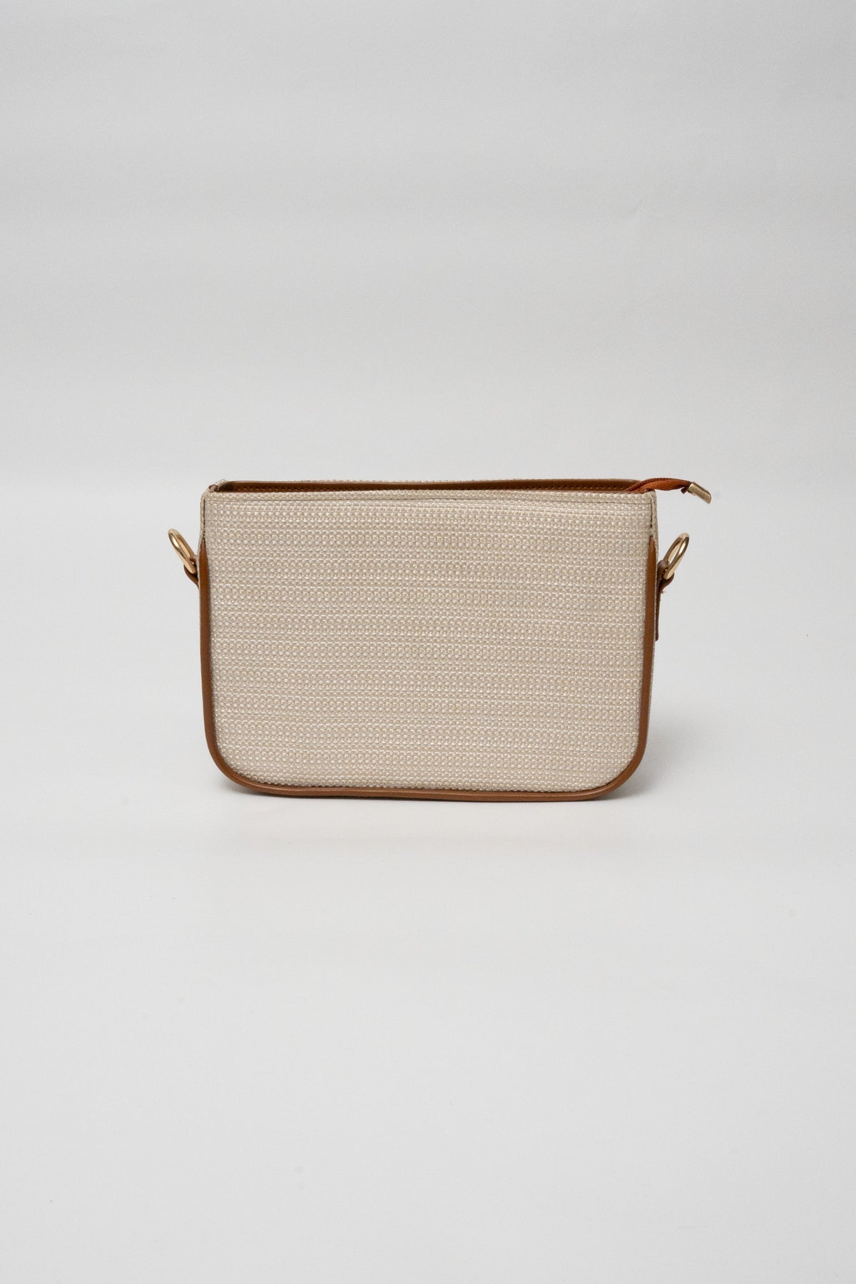 Floral Embroidered Beaded Crossbody Bag – Tan Leather Trim