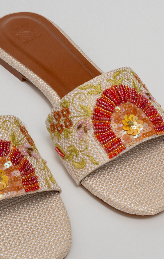 Floral Hand-Embroidered Flats