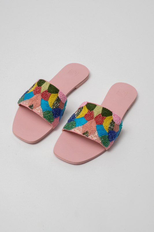 Hand-Embroidered Multicolor Flats