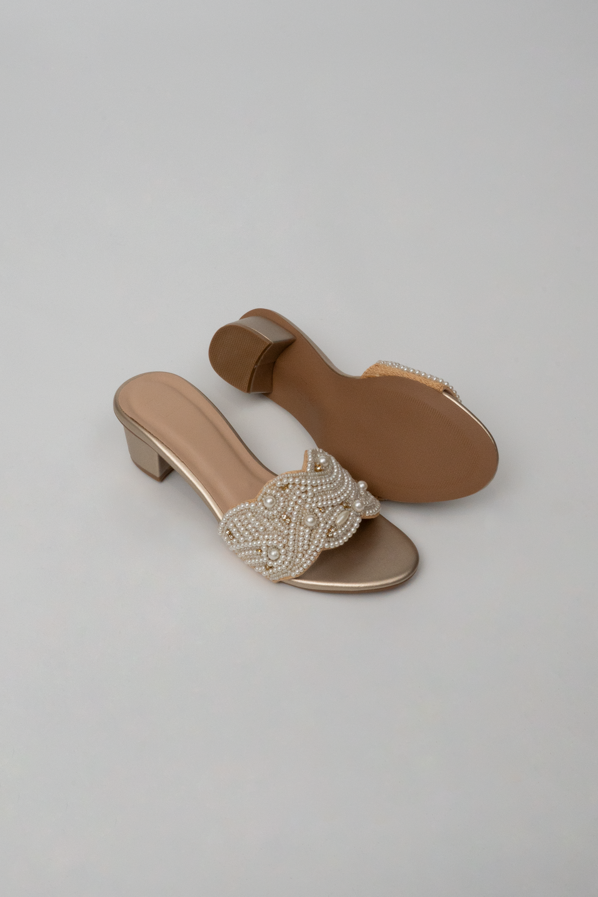 Pearl-Detail Block Heels