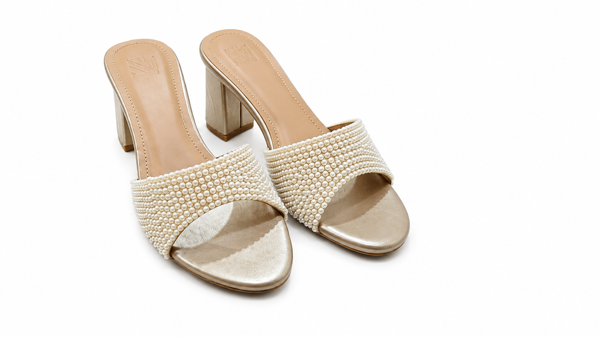 Pearl Embellished Block Heels
