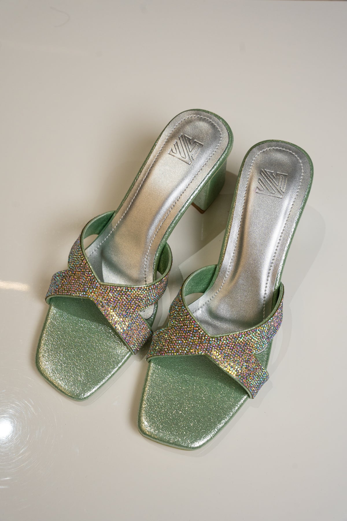Glitter Cross Strap Heels