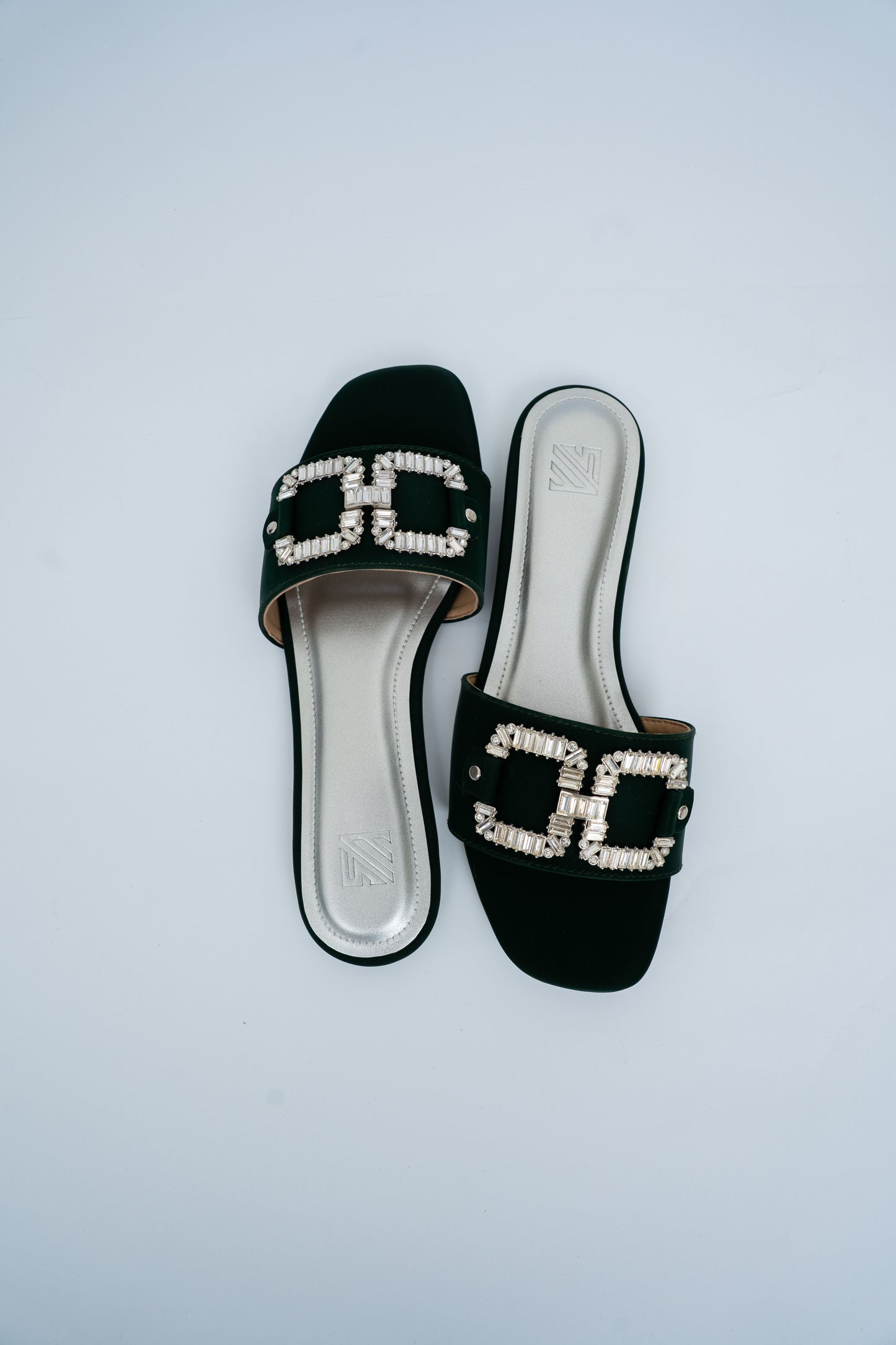 Crystal Buckle Flat Slides