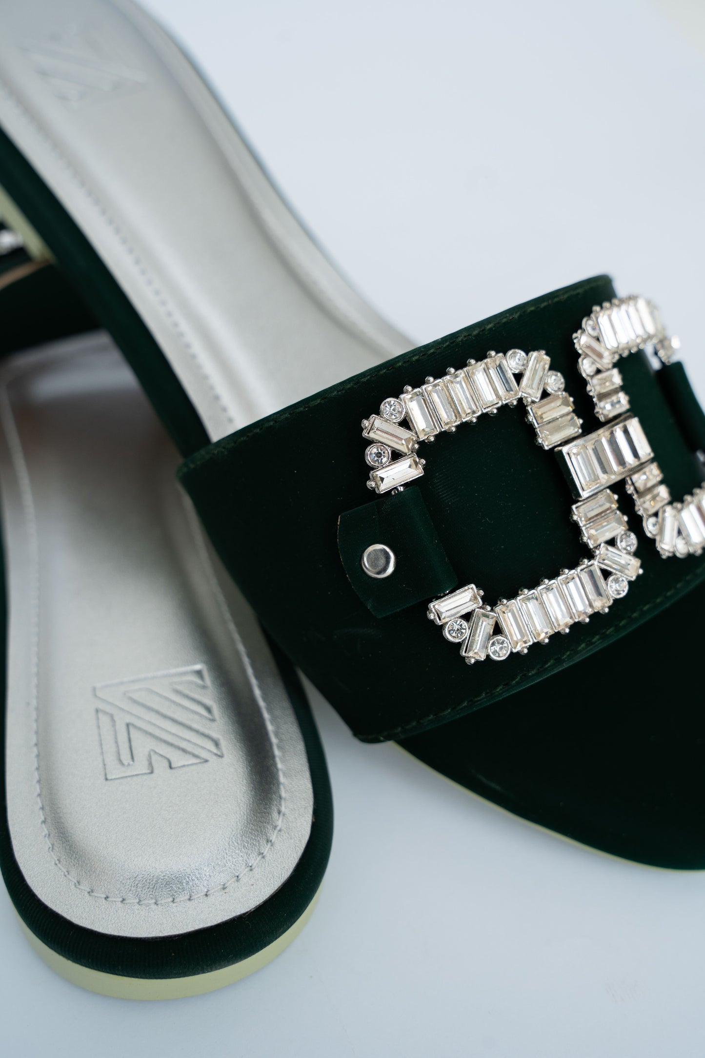 Crystal Buckle Flat Slides