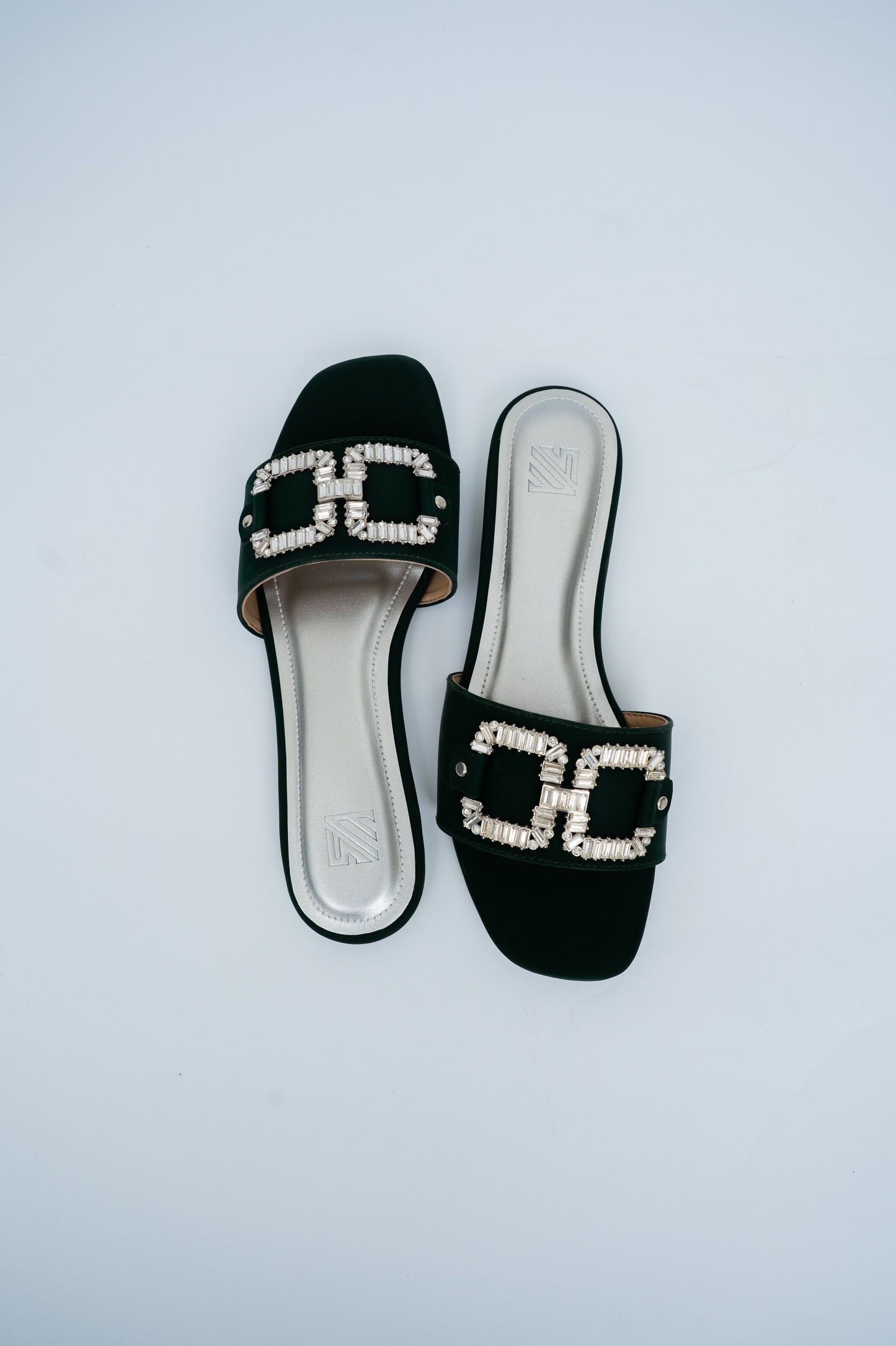 Crystal Buckle Flat Slides
