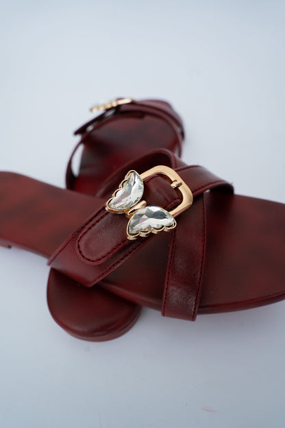 Butterfly Buckle Flat Sandals