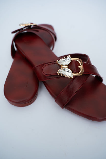 Butterfly Buckle Flat Sandals