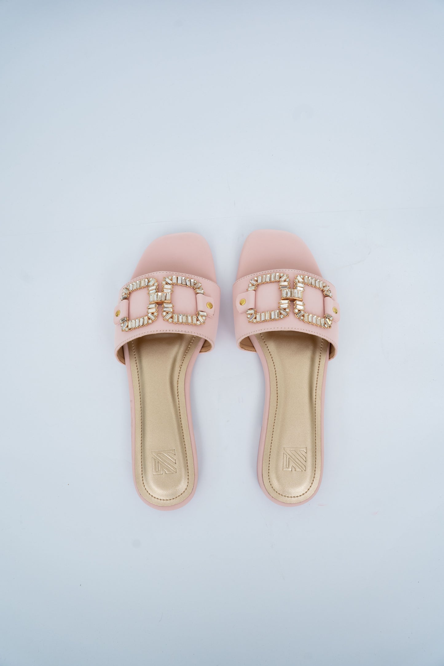 Crystal Buckle Flat Slides