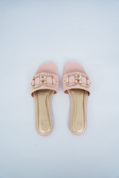 Crystal Buckle Flat Slides