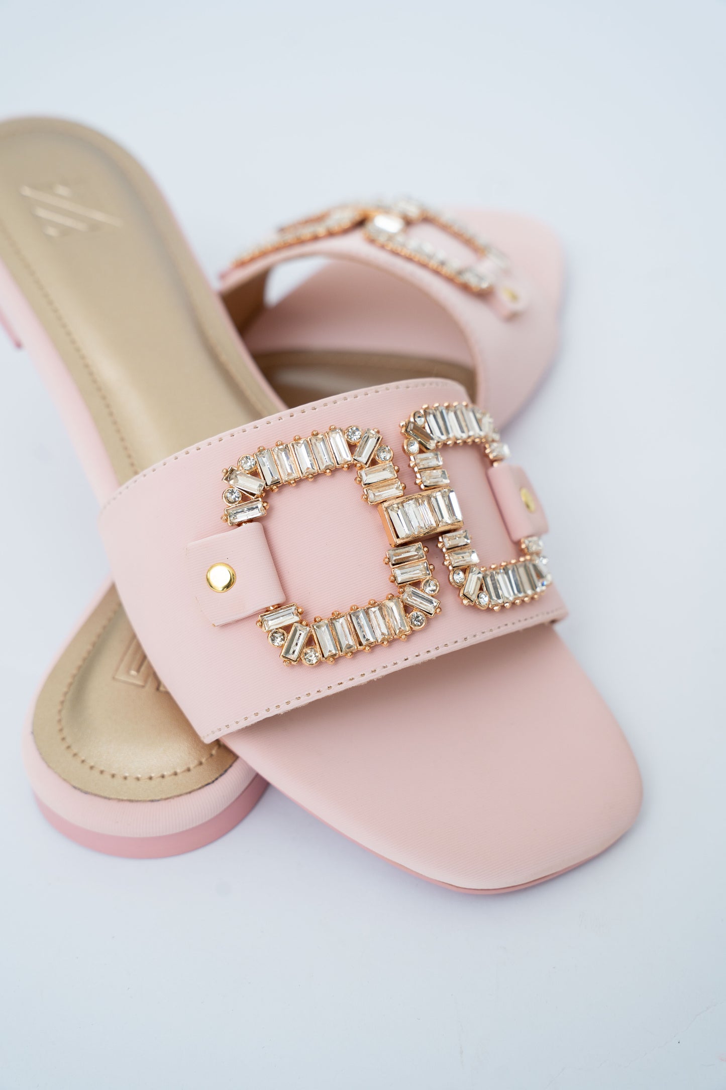 Crystal Buckle Flat Slides