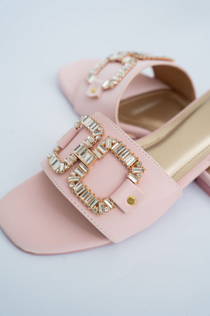 Crystal Buckle Flat Slides