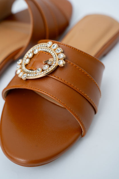Buckle Detail Flat Slides