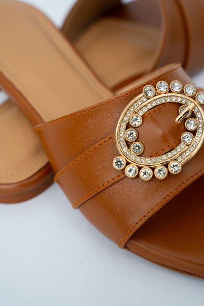 Buckle Detail Flat Slides