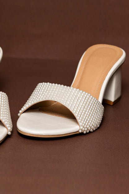 Pearl Embellished Block Heels