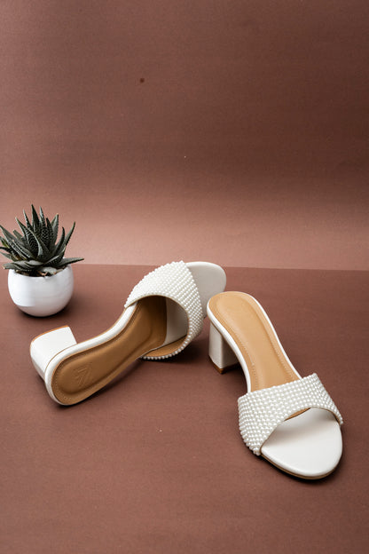 Pearl Embellished Block Heels