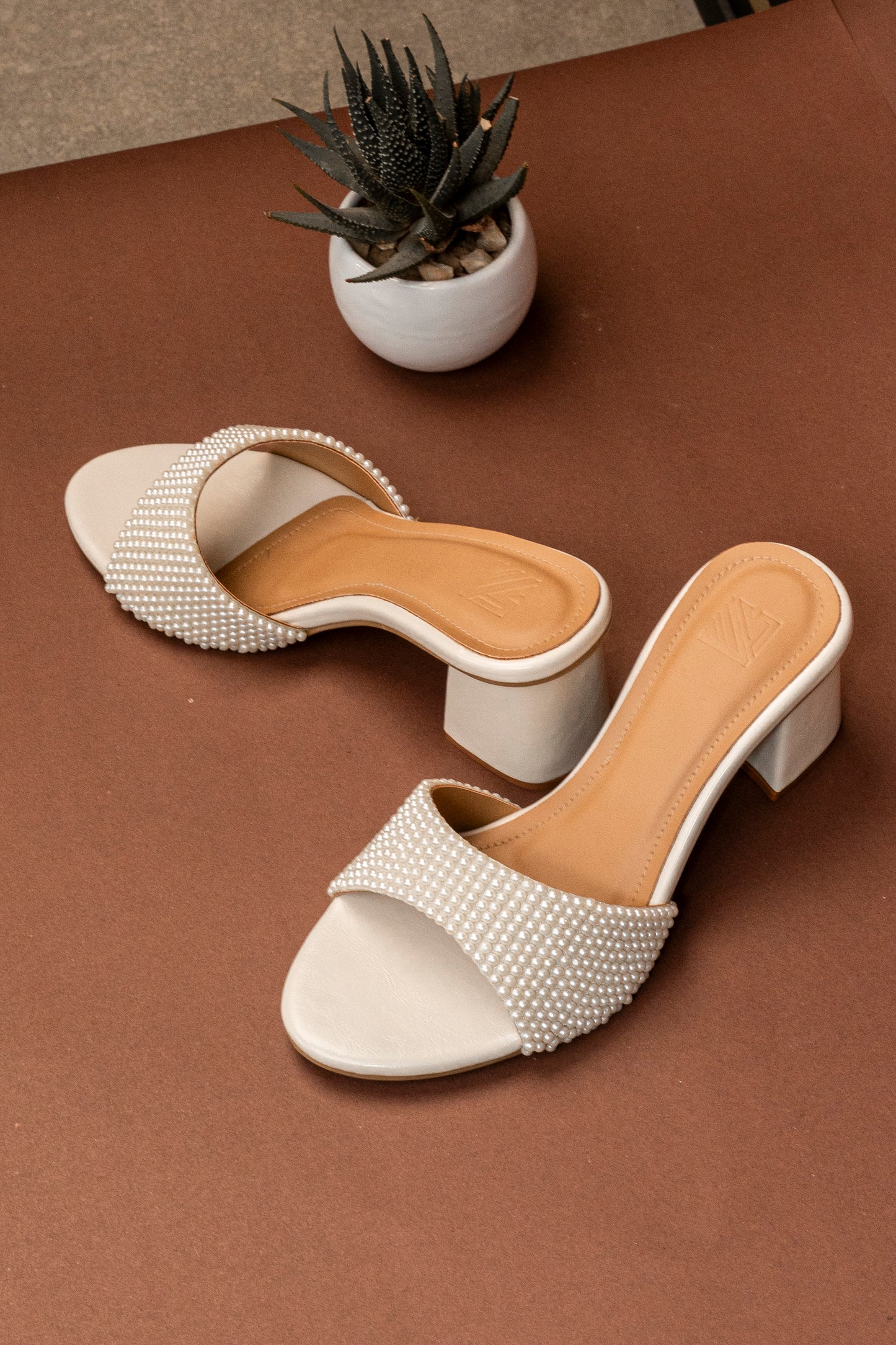 Pearl Embellished Block Heels