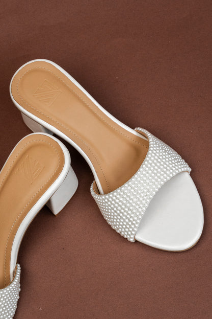 Pearl Embellished Block Heels