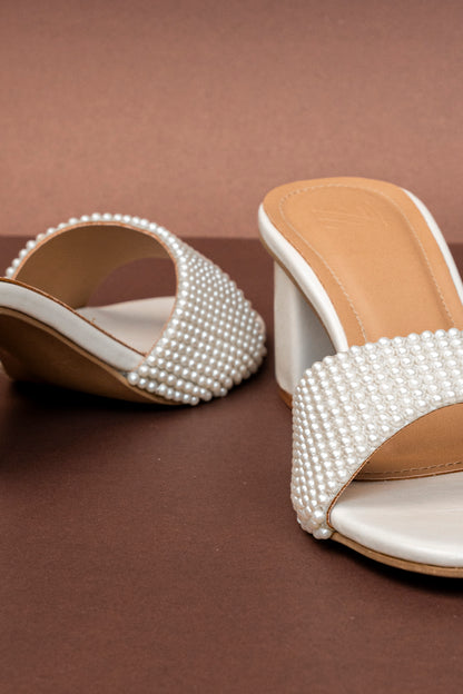 Pearl Embellished Block Heels
