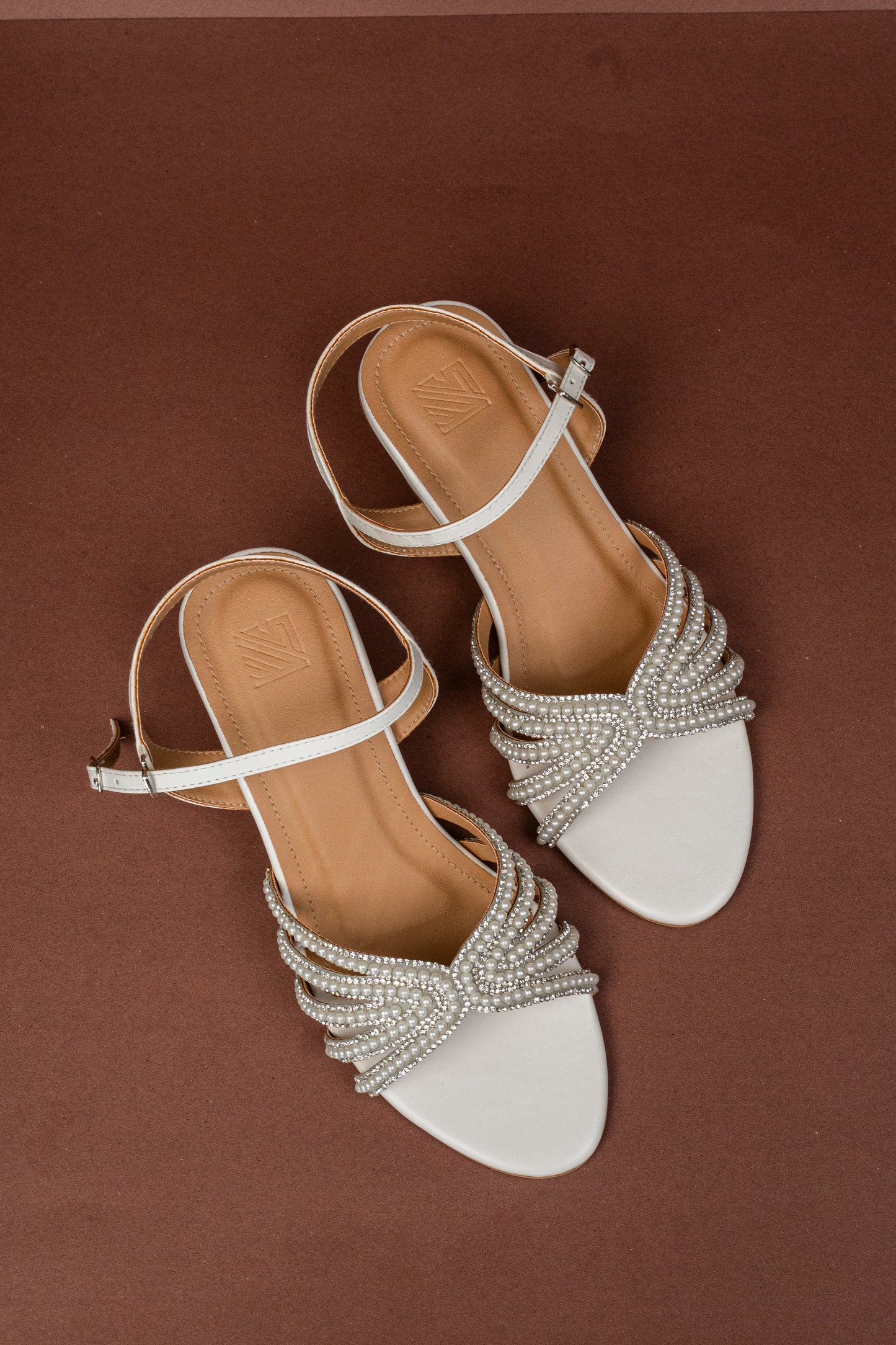 Pearl Bow Ankle Strap Heels
