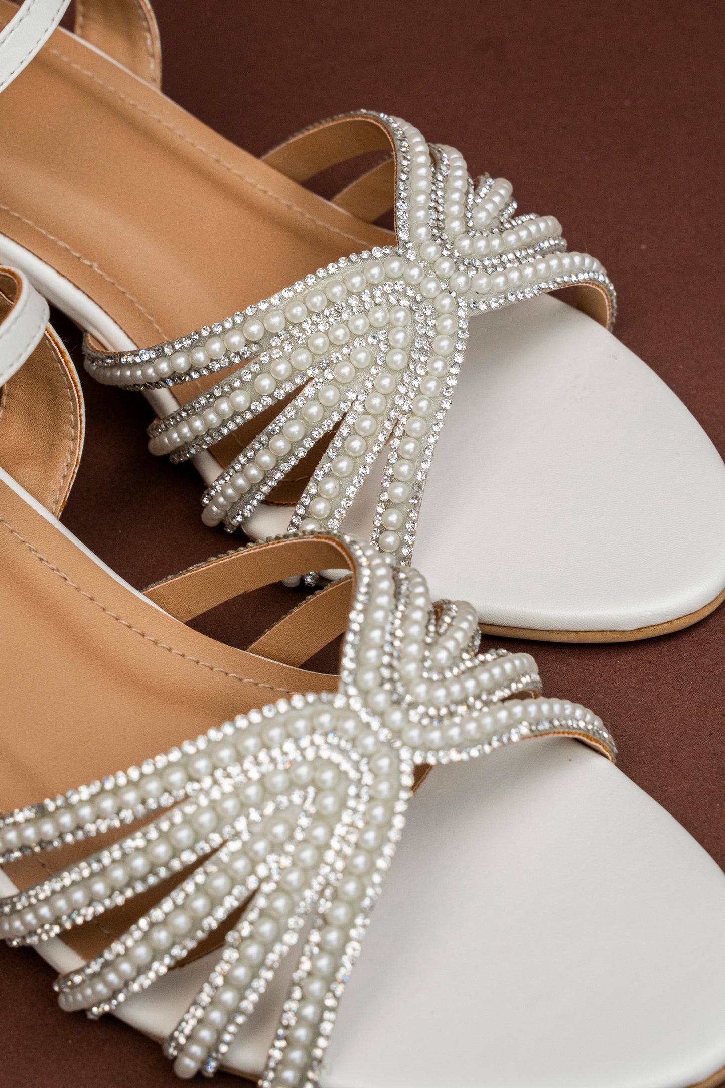 Pearl Bow Ankle Strap Heels