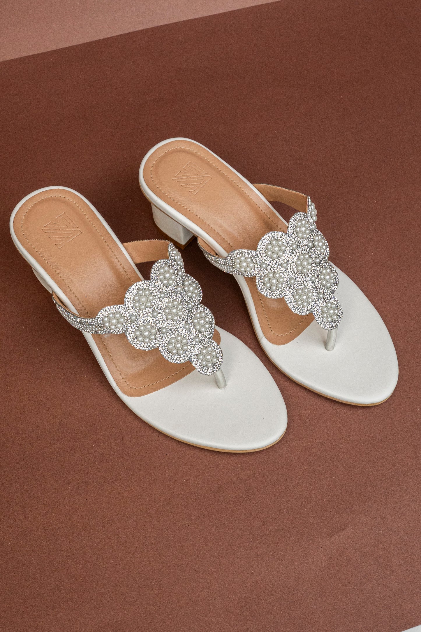 Pearl Floral Toe-Ring Heels