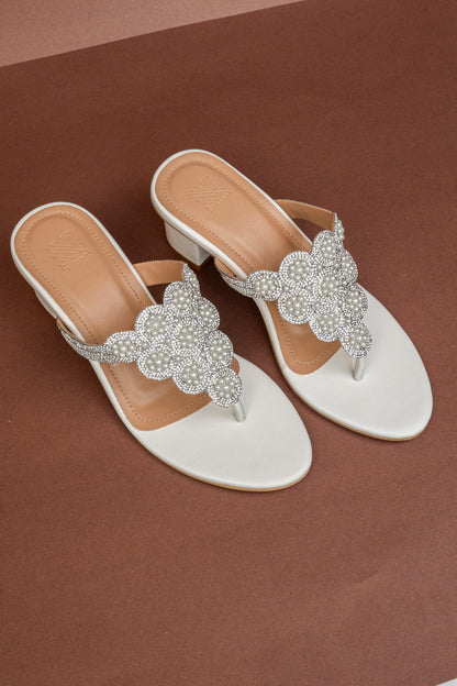 Pearl Floral Toe-Ring Heels