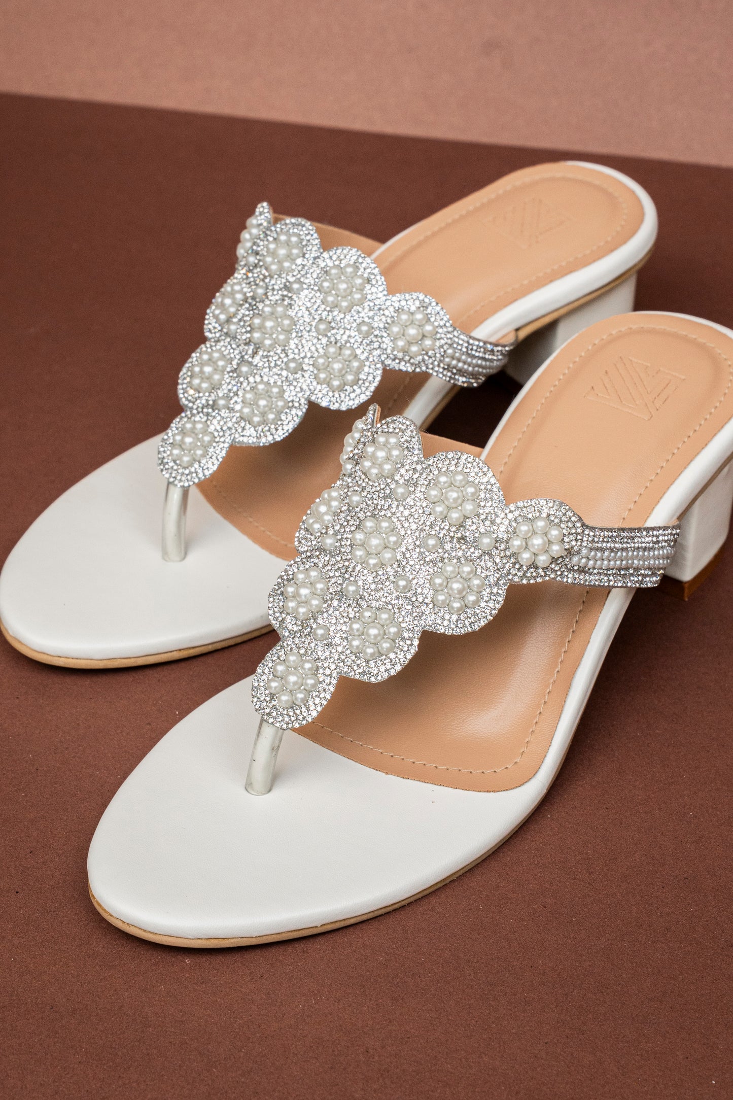 Pearl Floral Toe-Ring Heels