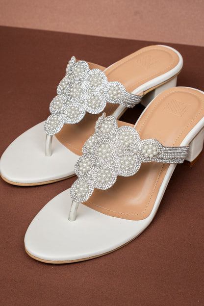 Pearl Floral Toe-Ring Heels