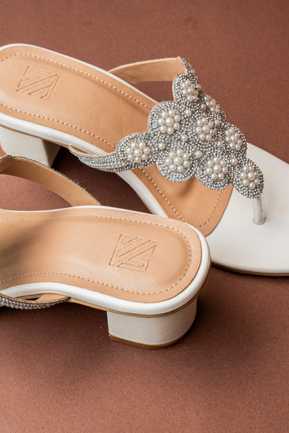 Pearl Floral Toe-Ring Heels