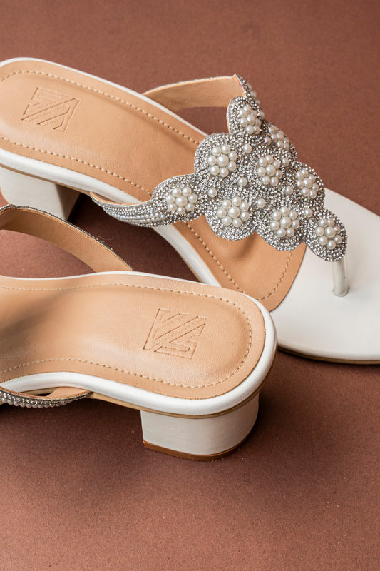 Pearl Floral Toe-Ring Heels