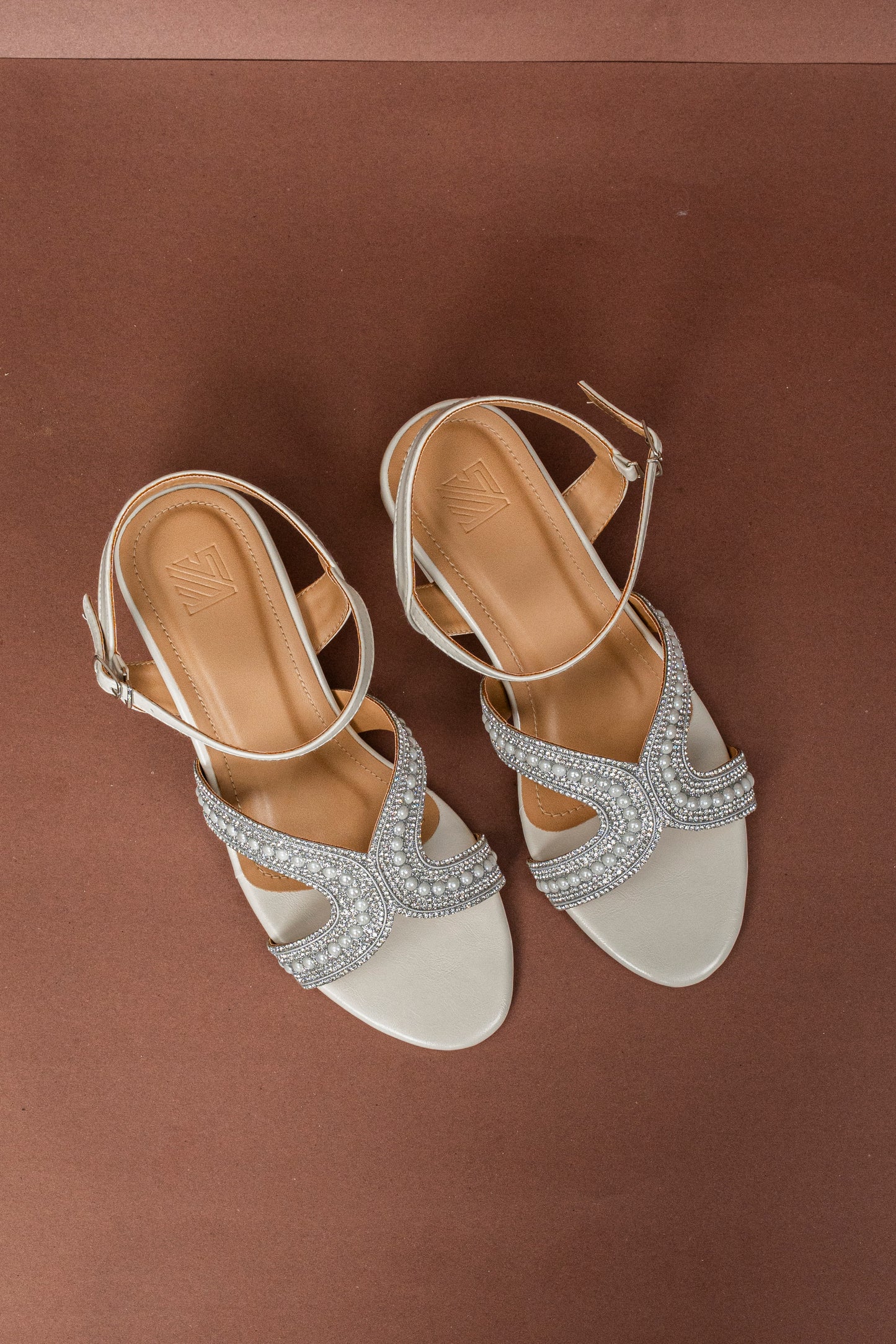 Embellished Cross Strap Heels