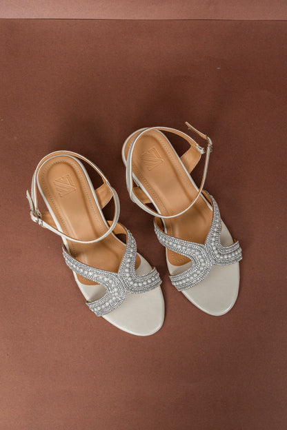 Embellished Cross Strap Heels