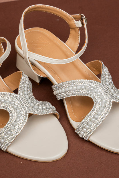 Embellished Cross Strap Heels