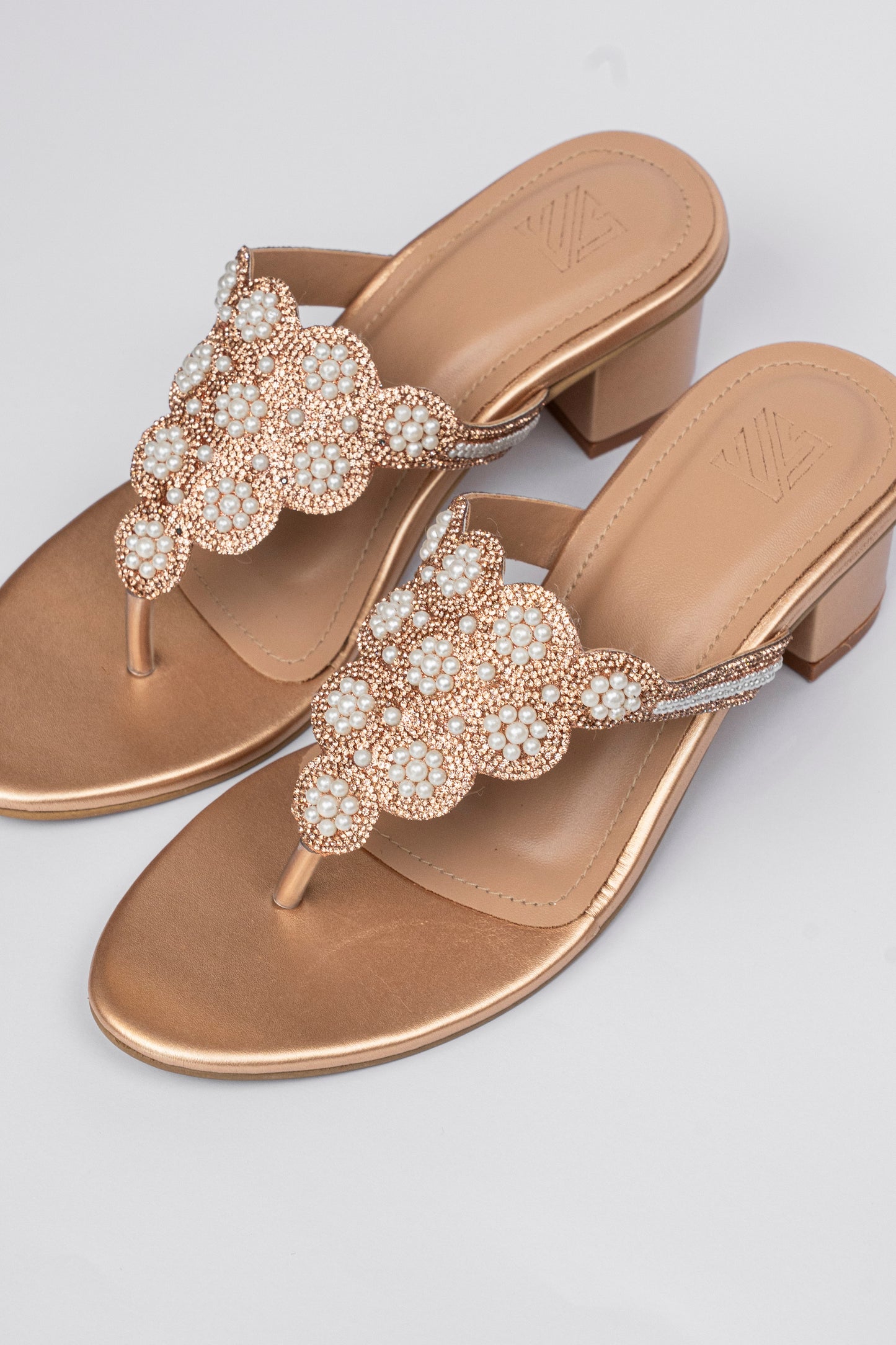 Pearl Floral Toe-Ring Heels