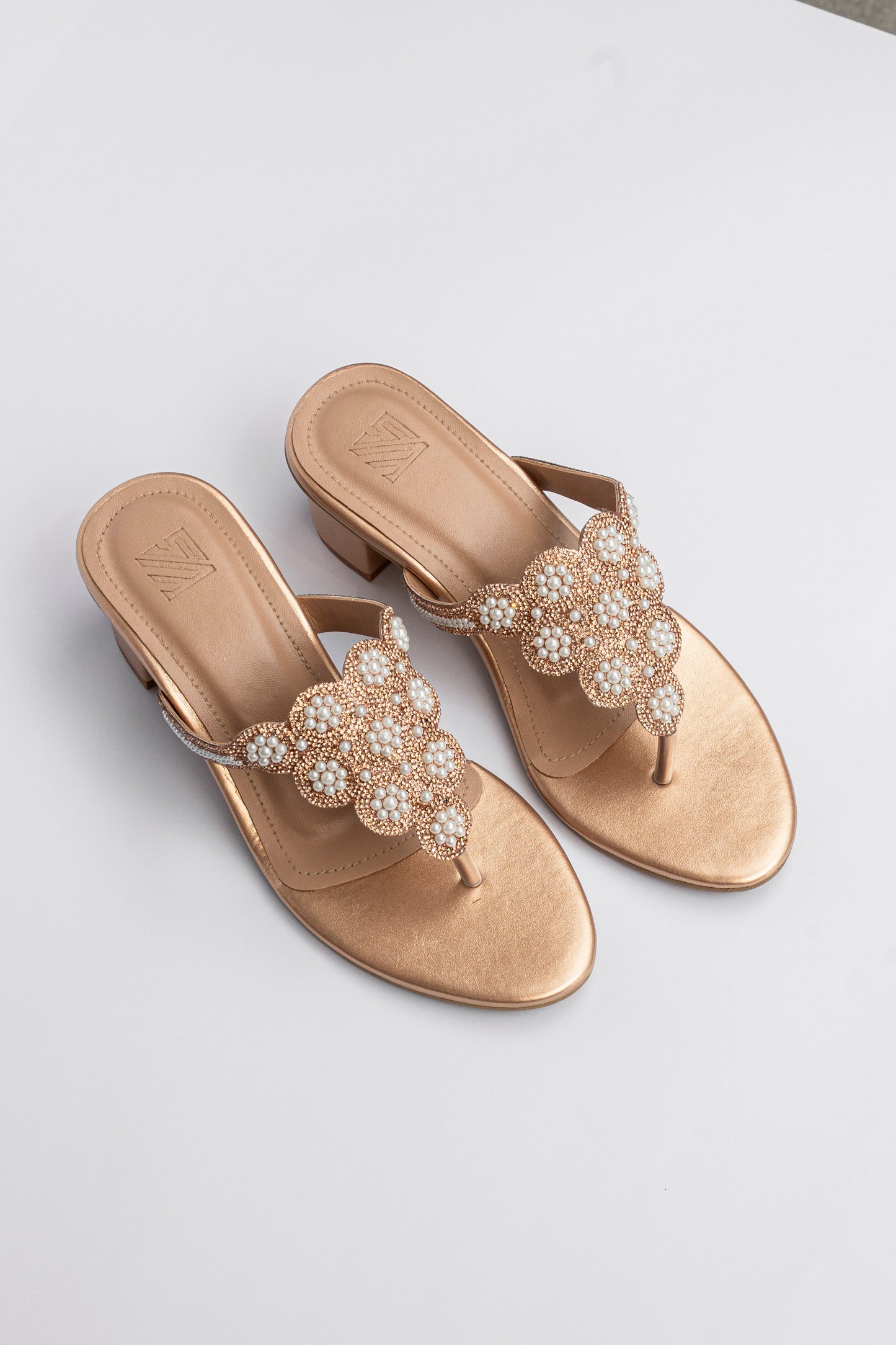 Pearl Floral Toe-Ring Heels
