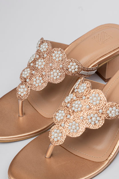 Pearl Floral Toe-Ring Heels