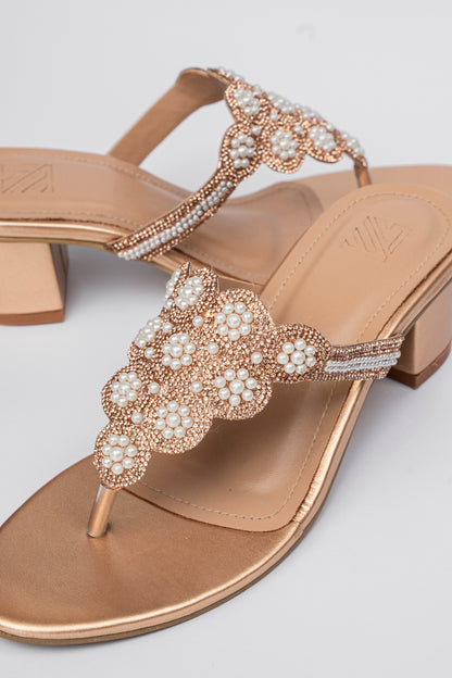 Pearl Floral Toe-Ring Heels