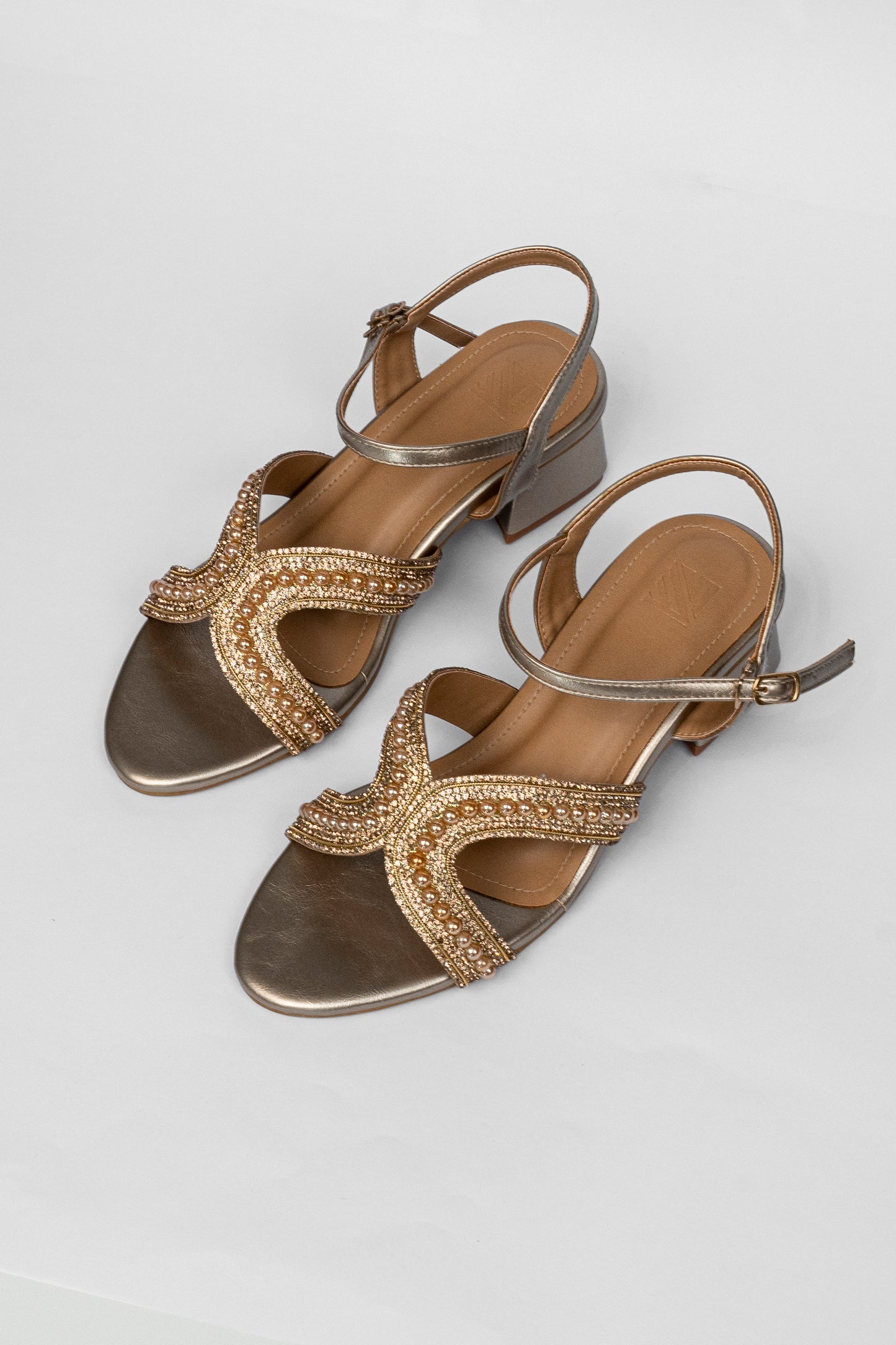 Embellished Cross Strap Heels