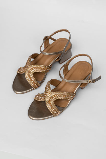 Embellished Cross Strap Heels