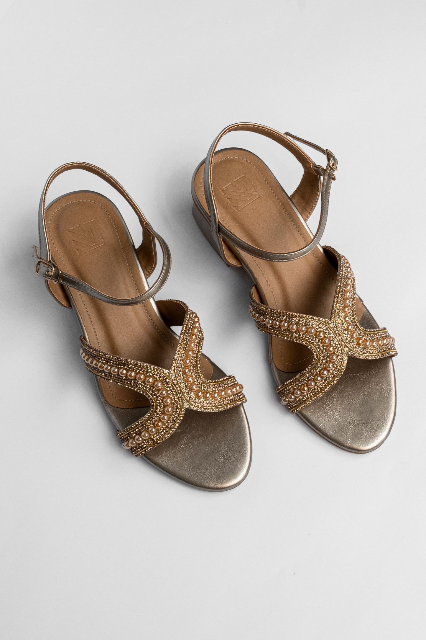Embellished Cross Strap Heels
