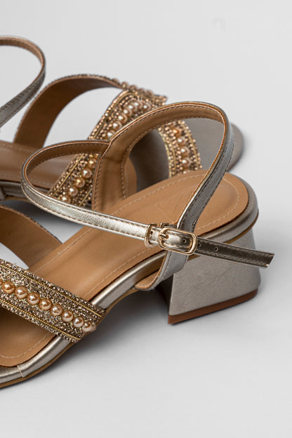 Embellished Cross Strap Heels