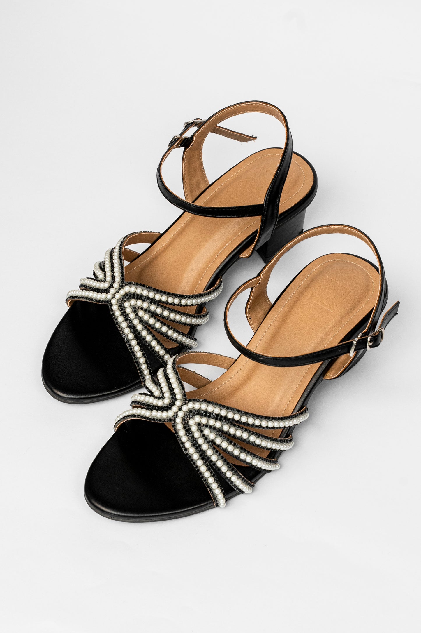Pearl Bow Ankle Strap Heels